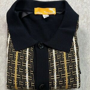 Safire Silk Inc Edition S California Rockabilly Rayon Black Gold Lounge Mens L